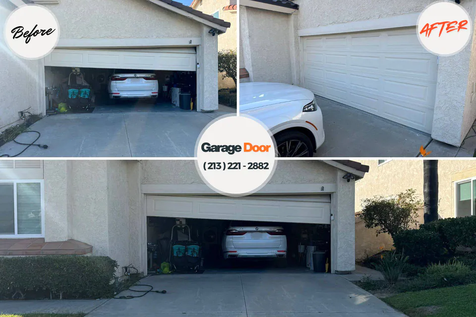 Before and after: garage door repair Lake Delta, NY
